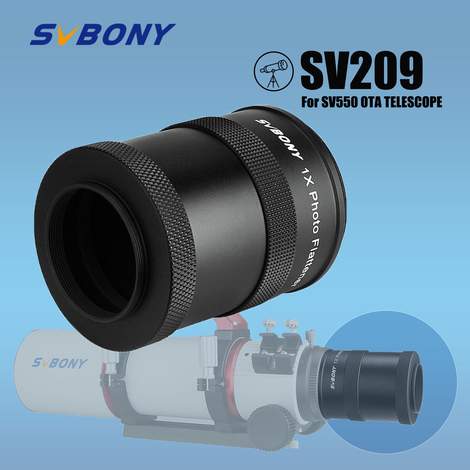Svbony SV209 Field Flattener 1x Telescope Flattener M63x1 Connection for SV550 122F7/80F6 APO Refractor Telescope Deep Sky Photography ราคา 5,154 บาท*ส่งฟรี