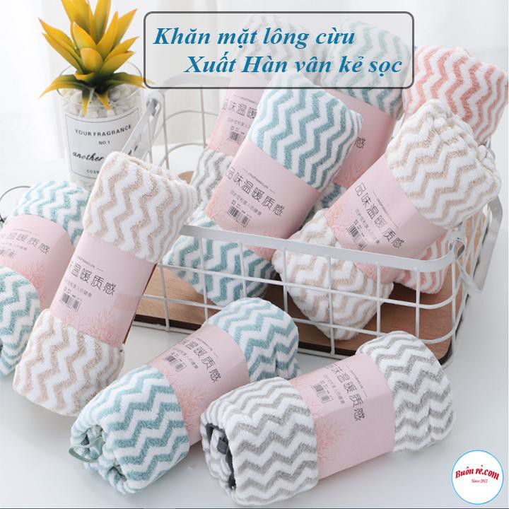 Khăn mặt hàn quốc kẻ sọc cao cấp siêu mềm mại siêu thấm hút - kích thước 50x30cm
