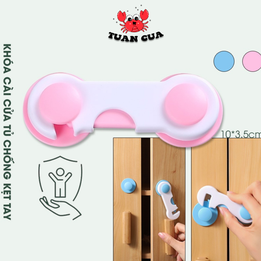 Khóa cài cửa tủ lạnh, tủ đồ, ngăn kéo chống kẹt tay loại chốt tròn thông minh (KCT04), dụng cụ chống kẹp của, an toàn cho trẻ, tuancua