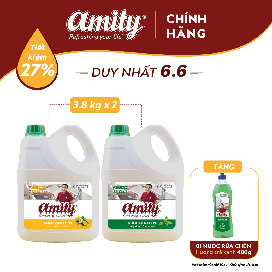 Combo 2 Cans of AMITY Dishwashing Liquid - 3.8kg Can - Many Scents