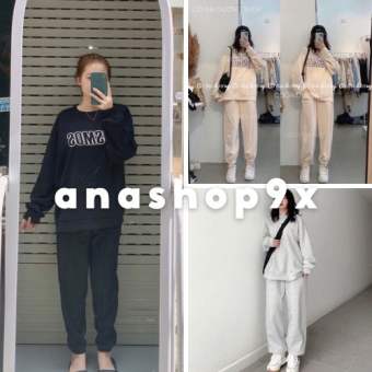 Set bộ nỉ sweater nữ COSMOS form rộng [FREESHIP] Bộ đồ thu đông dáng suông chất vải nỉ bông cũng dày dặn ANASHOP9X