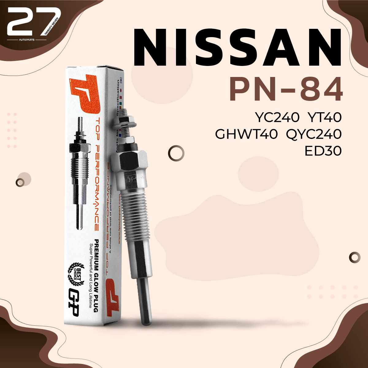 หัวเผา PN-84 - NISSAN CABALL ED30 ตรงรุ่น (10V) 12V - TOP PERFORMANCE JAPAN - นิสสัน คาร์บอน HKT 11065-J2000 ราคา 119 บาท*ส่งฟรี