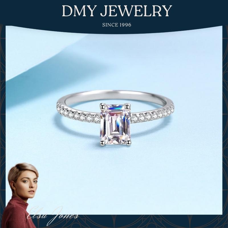 DMY Jewelry Diamond Ring For Women/Moisanite Ring/Moissanite Diamond Ring/Moissanite Jewelry/Woman Jewellery Ring/925 Silver Ring/Silver Ring Women/Moissanite Ring Gra/Moissanite Ring 1.0 Caret/ Luxury Emerald Cut Ring