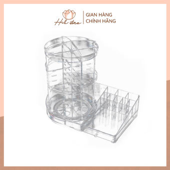 Kệ đựng mỹ phẩm trụ xoay 360 độ, kệ để đồ trang điểm, giá đựng mỹ phẩm bằng nhựa để bàn - Hills Store