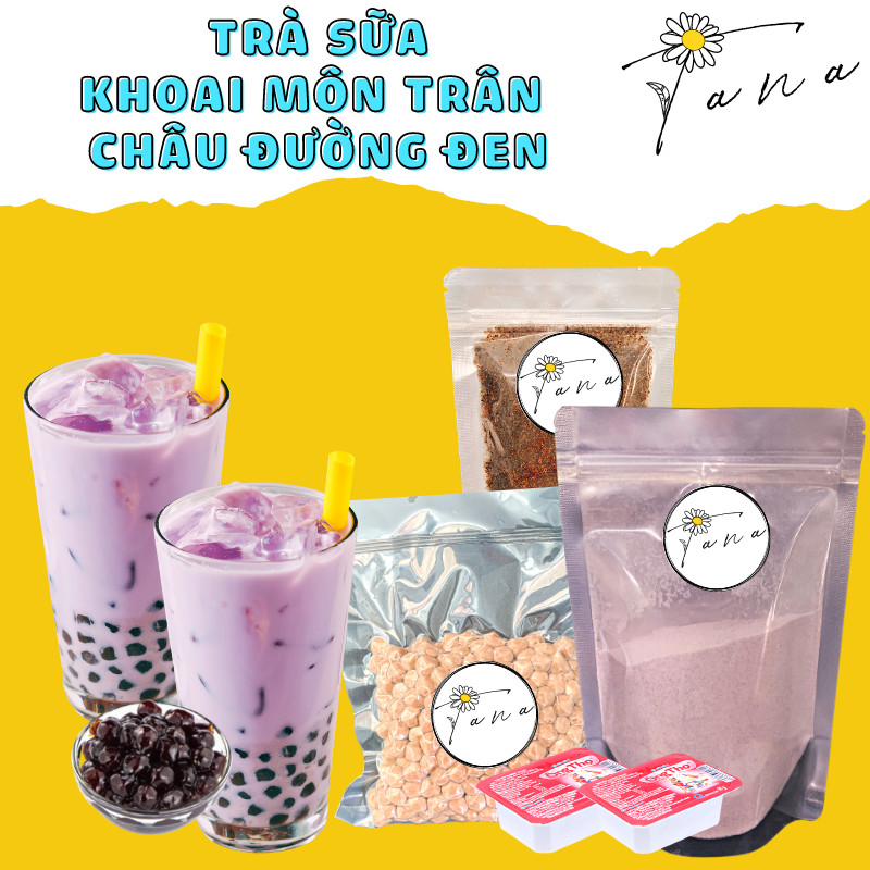 Set 10 ly Trà sữa khoai môn - Trân châu đường đen Tana Drinks