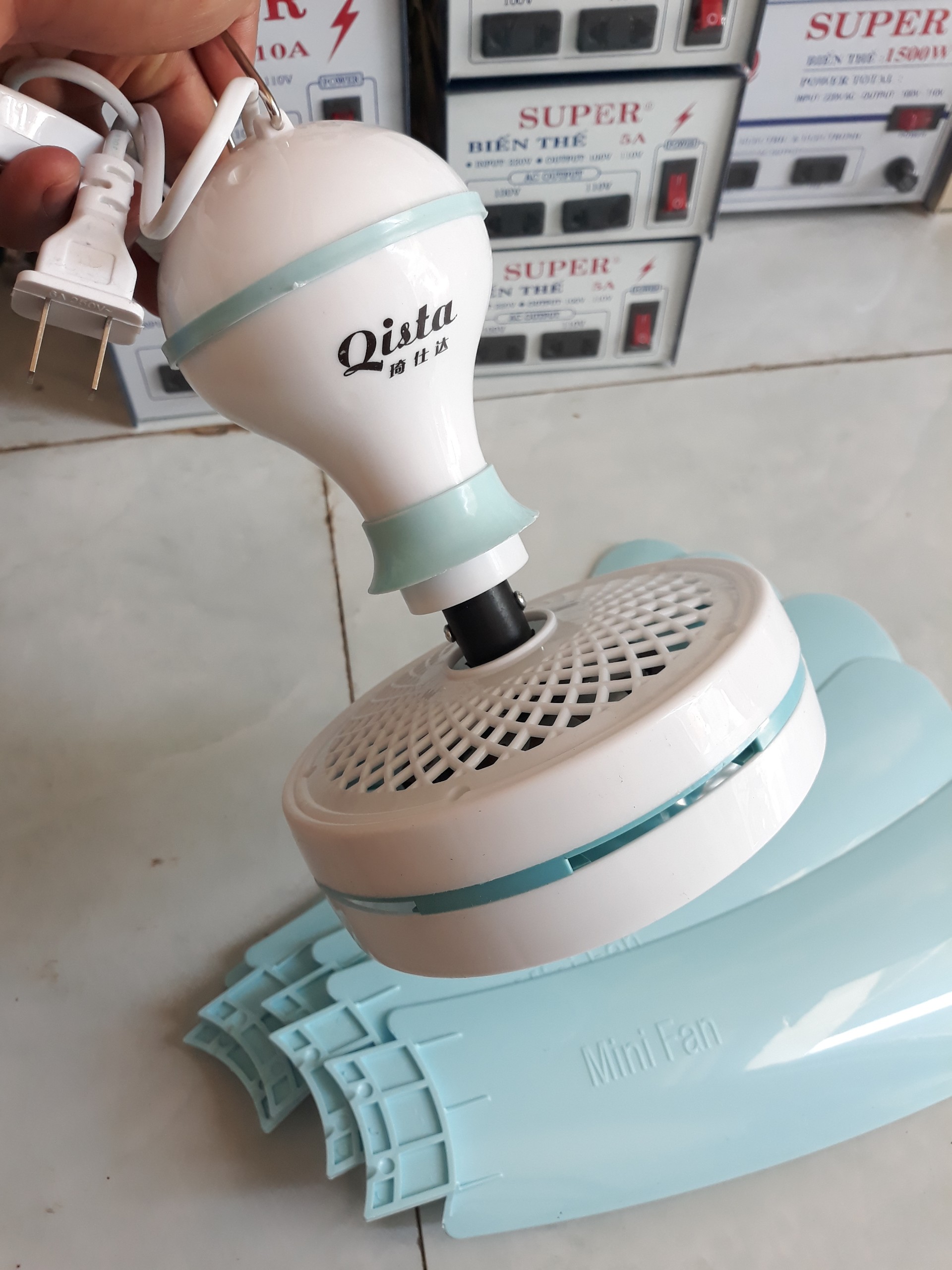 Quạt trần 20w qt-990 siêu mát cánh lớn qista có móc treo - cánh 27 x 9cm