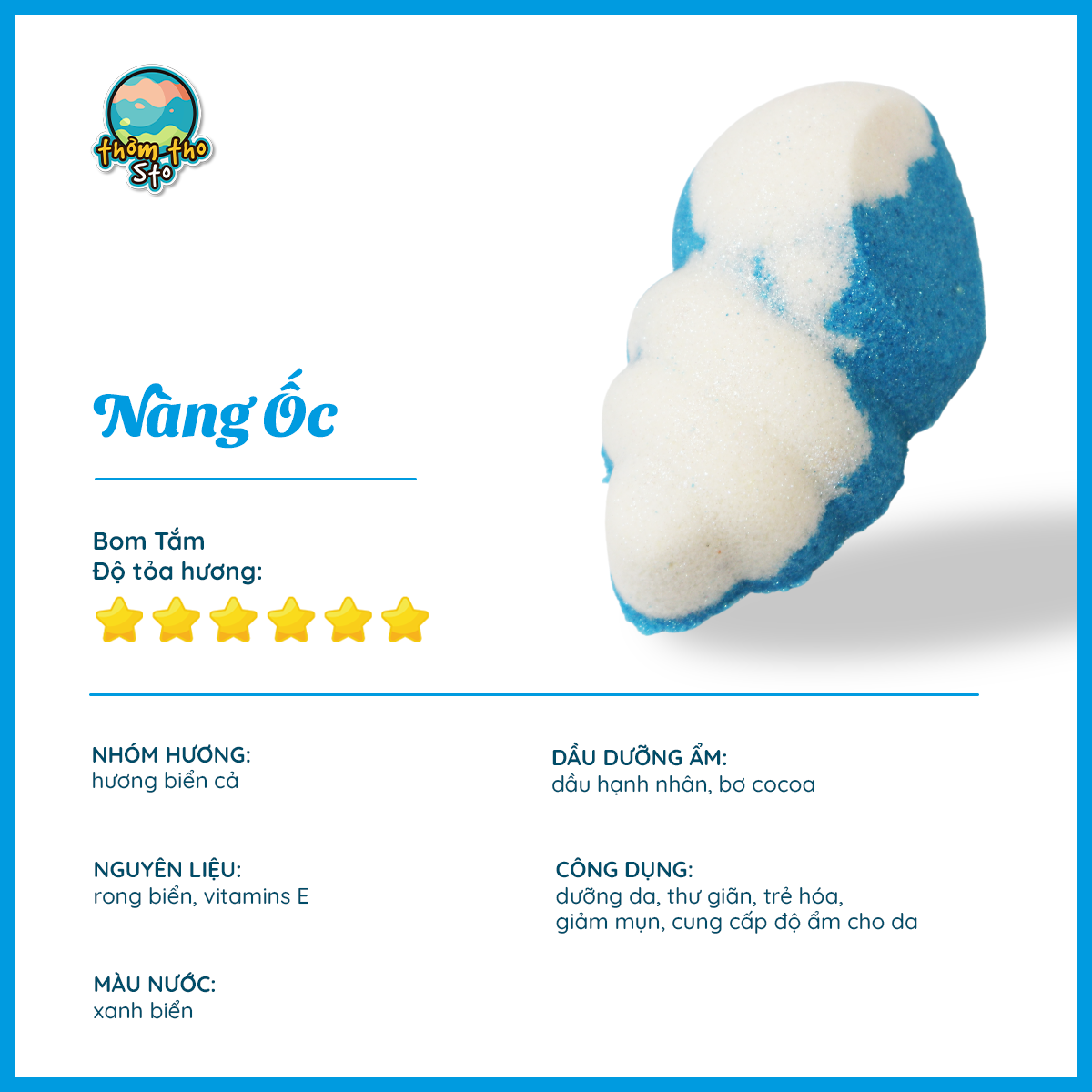 Bom tắm, Thơm Tho Sto, viên sủi bồn tắm sủi màu sắc NÀNG ỐC, bath bomb