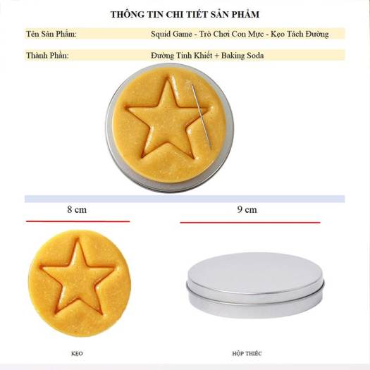 Squid Game Kẹo Tách Đường Trò Chơi Con Mực Tách Kẹo Đường Dalgona
