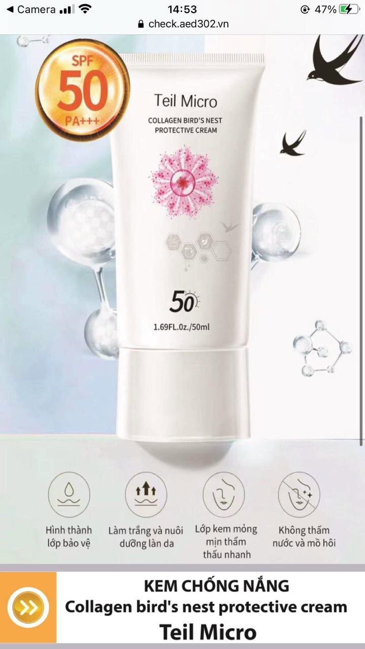 Kem Chống Nắng Collagen Bird s Nest Protective Cream