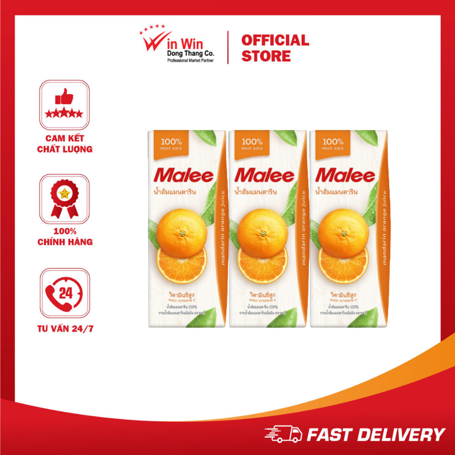 Combo 3 hộp nước ép quýt malee 200ml