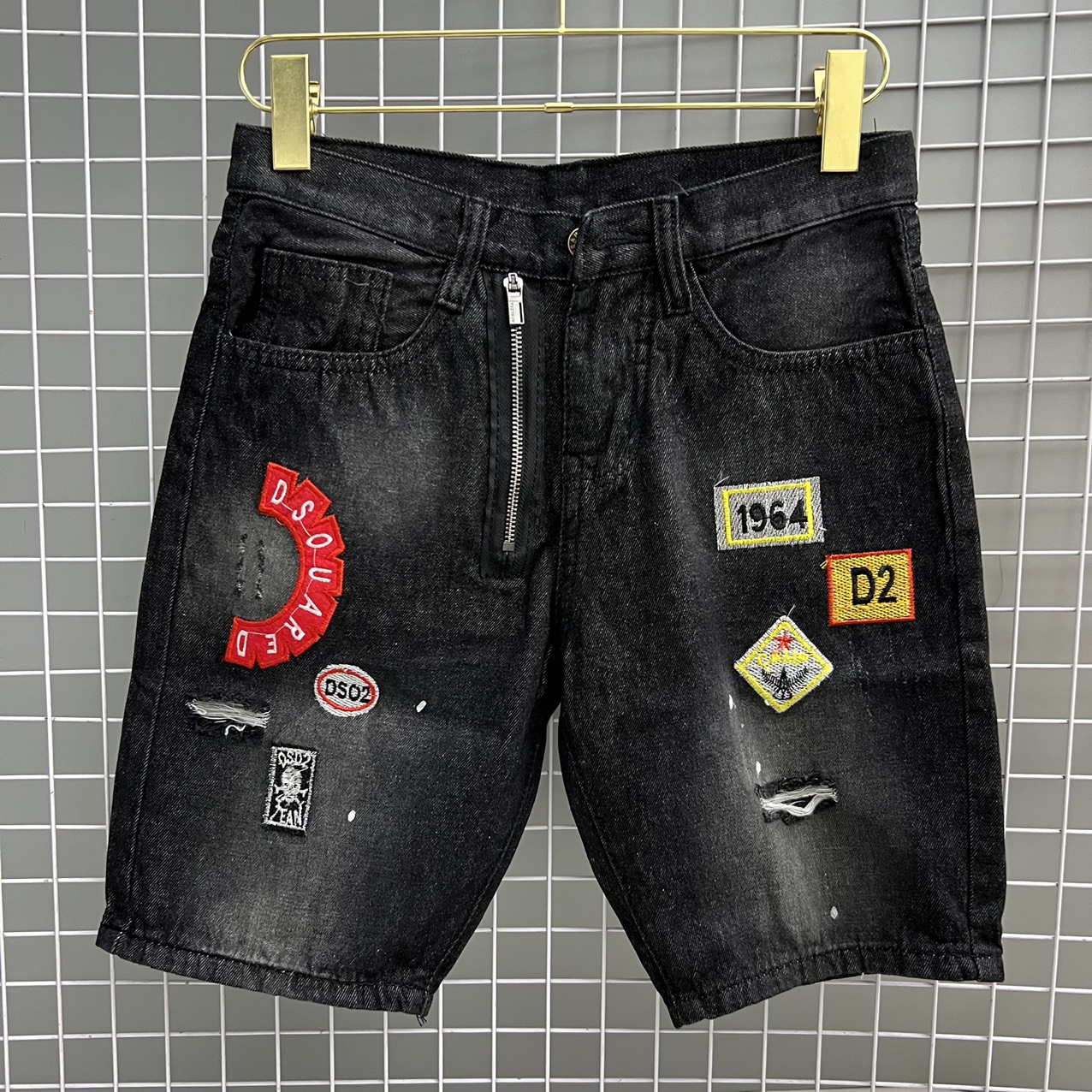 Quần short jean nam cao cấp thêu kiểu mới thêu hình đẹp short jean ngắn vải dày dặn như hình