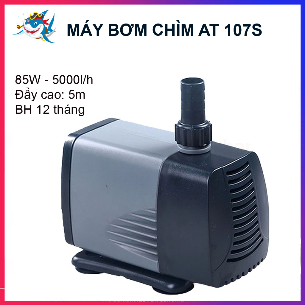 Máy bơm nước hồ cá at-107s 85w - 5000l/h - 5m siêu êm, bền bỉ dùng cho hồ bể cá, hòn non bộ... bảo hành uy tín bởi máy bơm bể cá