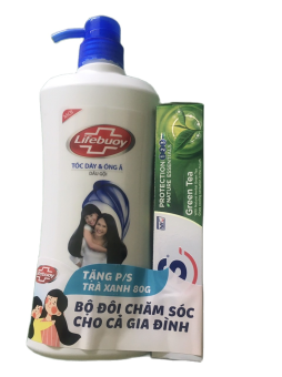 Chai Dầu gội Lifebuoy 640g tặng kèm 1 kem đánh răng PS trà xanh - MÀU XANH