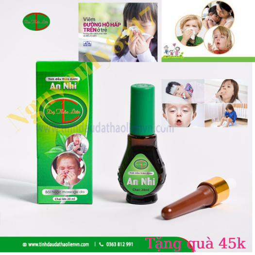 Tinh dầu an nhi ,viêm đường hô hấp, làm ấm, hết ho, hết c.ảm nắng, c.ảm gió, hết sổ mũi..DTL (20ml) .tặng 1 con lăn mattxa cầm tay 3D hoặc 1 tinh dầu sả chanh nguyên chất 45k