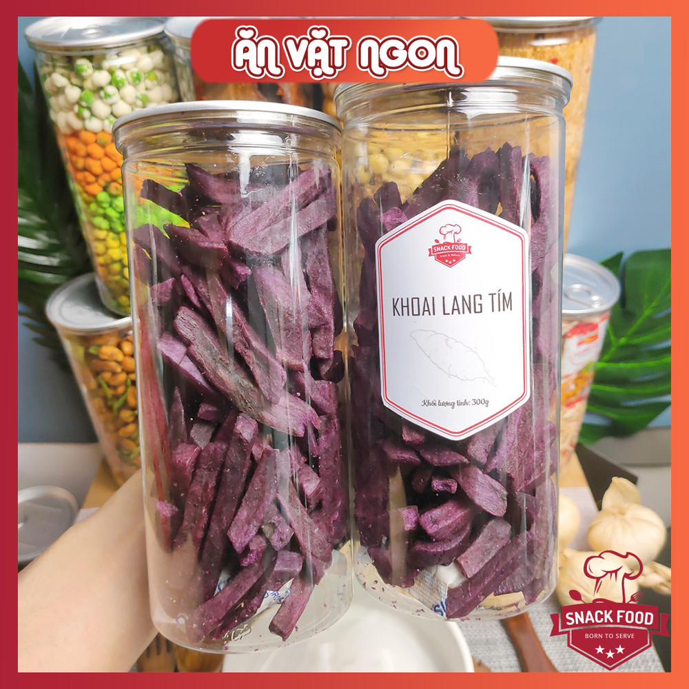 Khoai lang tím sấy giòn không đường, đồ ăn vặt snack food
