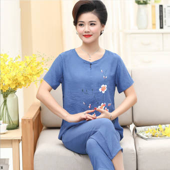 Bộ quần áo trung niên cho mẹ / Thời trang mùa hè cho người trung niên / Bộ đồ mặc nhà cho mẹ U50 - U60