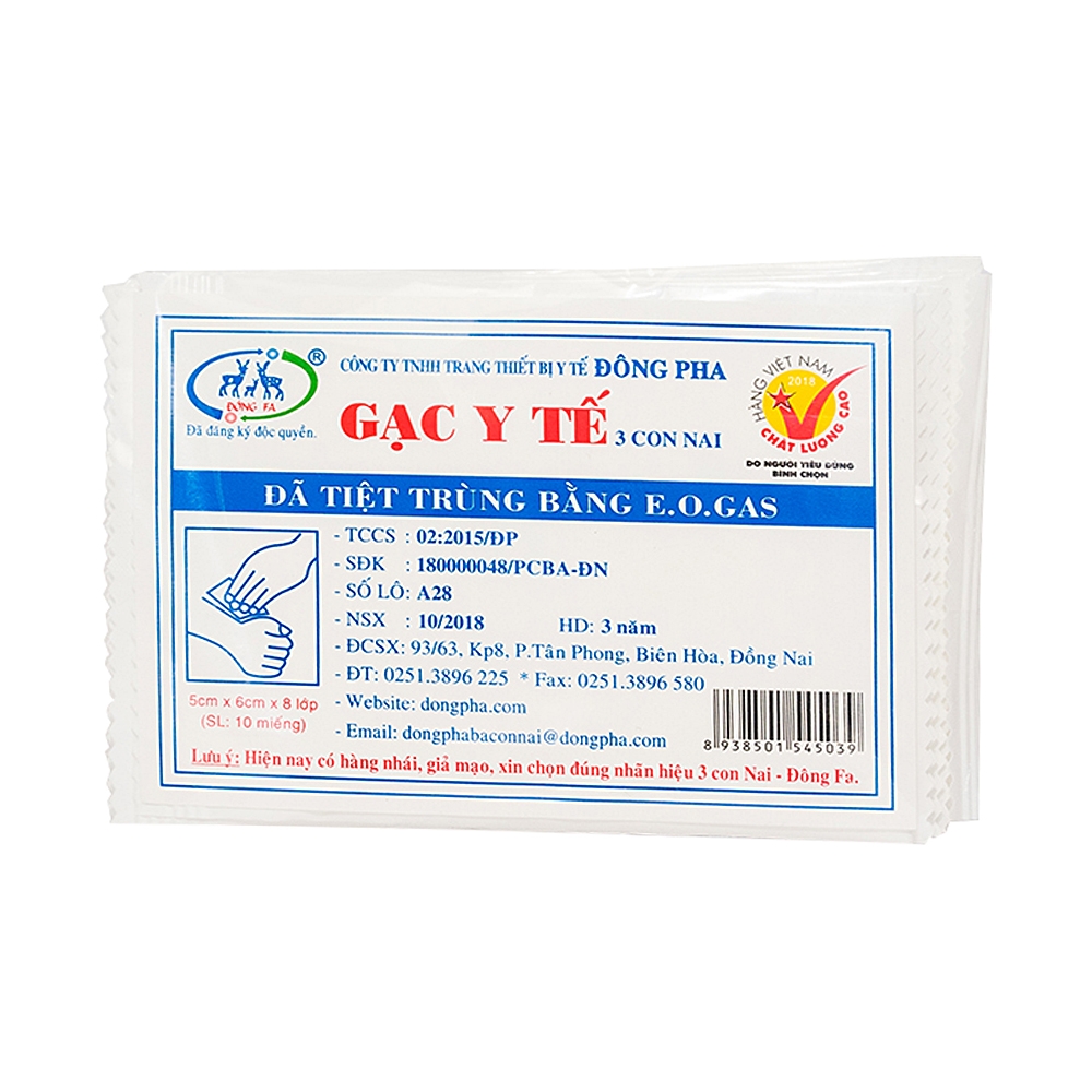 Gạc y tế băng bó vết thương Đông Pha Bịch 10 cái
