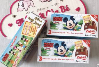 Hộp 3 Trứng Socola Mickey Mouse Disney Zaini Ý. Date Mới :5/2025