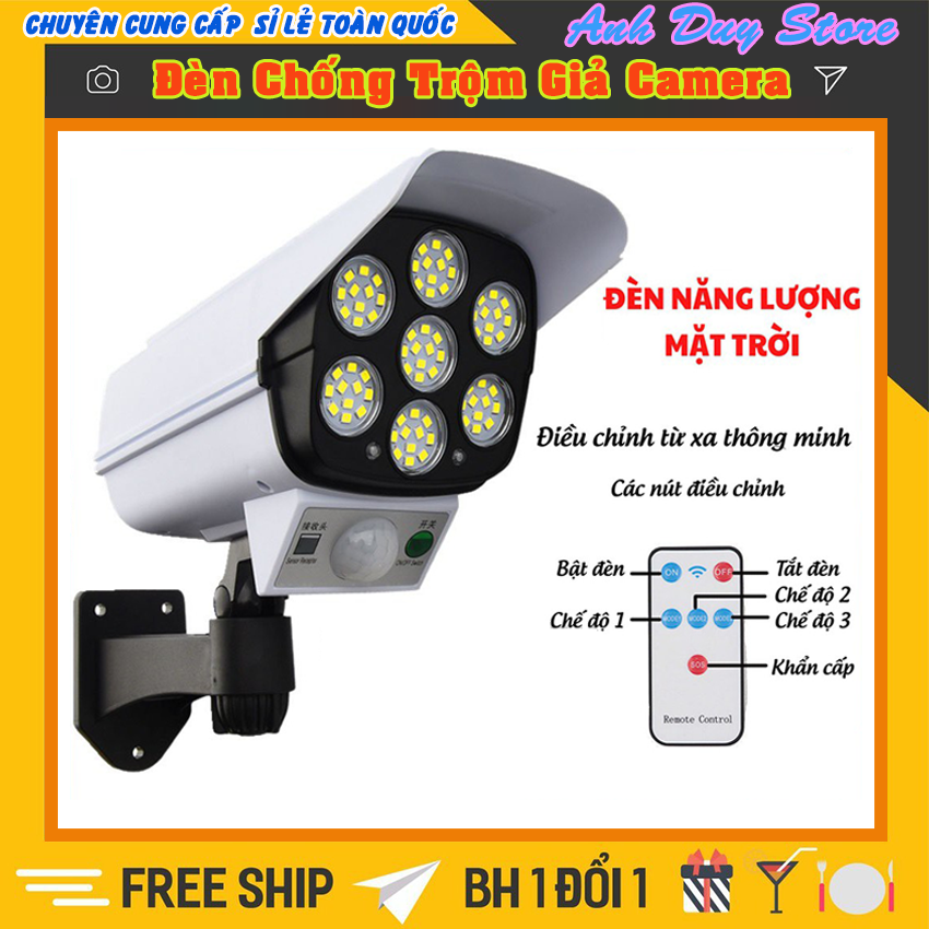 Đèn Năng Lượng mặt Trời Giả Camera Chống Trộm Đèn Led Cảm Ứng Tự Động Bật Tắt Có Điều Khiển từ xa chống Nước ip67