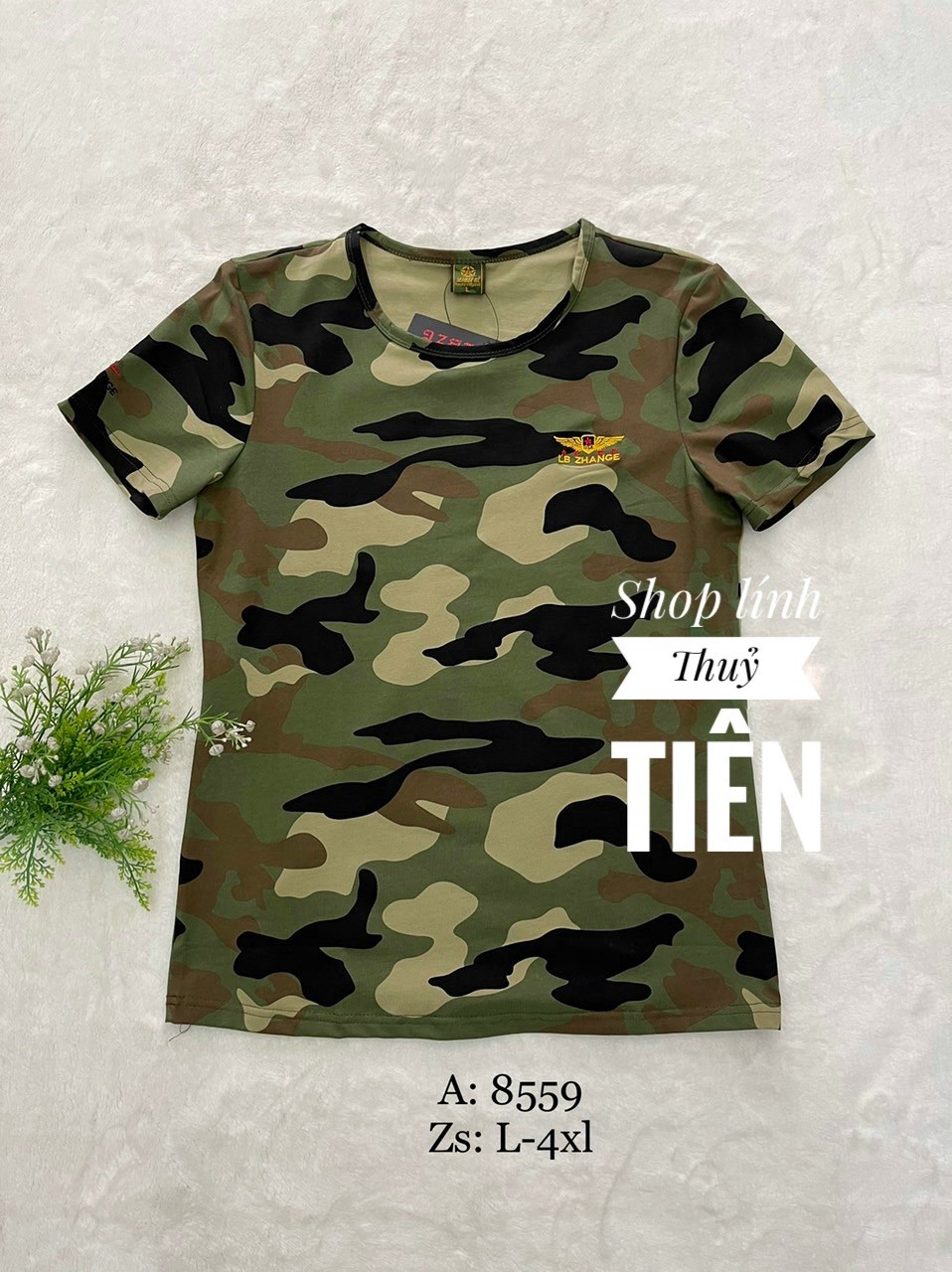 Áo thun nữ rằn ri cổ tròn, áo thun nữ camo, áo thun nữ lính_thuỷ tiên shop