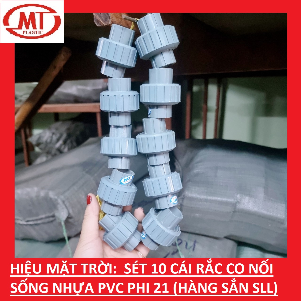 Rắc co sống 21,27,34, nối sống nhựa pvc hiệu mặt trời