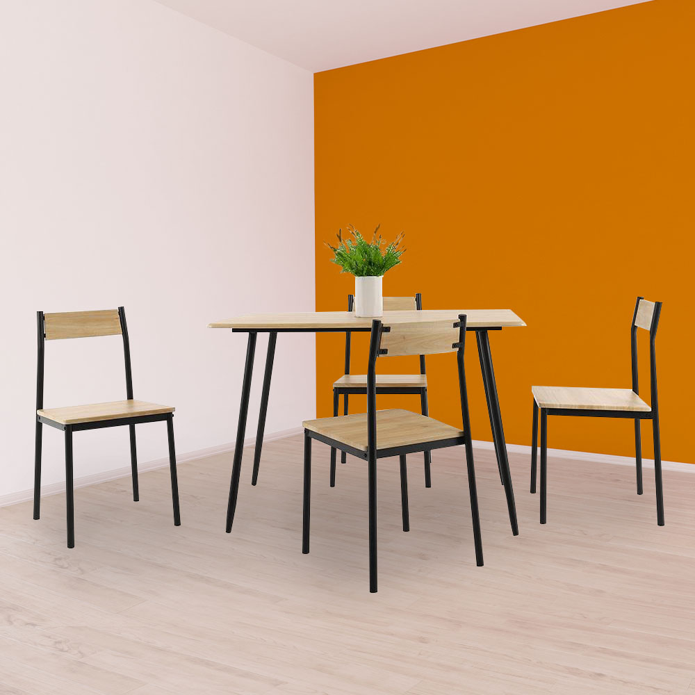 HomeBase FURDINI Bộ bàn ăn gồm 4 ghế chống trơn trượt bằng gỗ MDF TAYLOR W110xH74,5xD70cm màu nâu