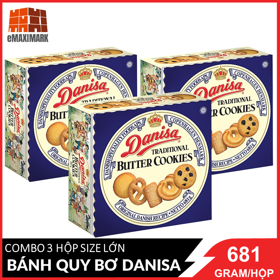 Combo 3 Bánh Quy Bơ Danisa Size Lớn Hộp 681G