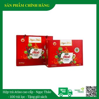 Hộp trà atiso Ngọc Thảo 100 túi lọc loại cao cấp - mẫu mới - tặng giỏ đựng quà
