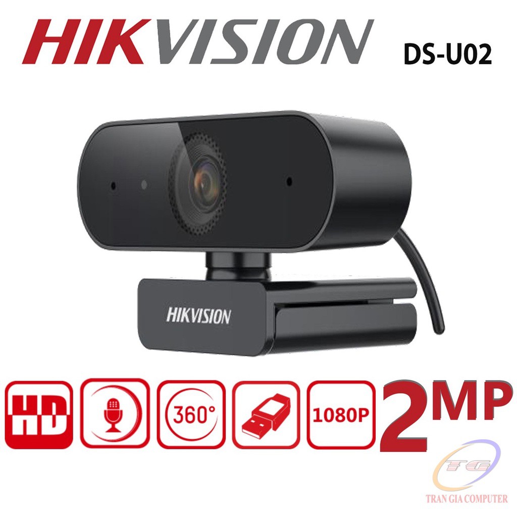 Webcam hikvision ds-u02 full hd 1080p cổng kết nối usb dùng được học online, gọi video call, tích hợp sẵn micro, độ phân giải cao 1920x1080 30fps, dùng được cho laptop và máy tính bàn