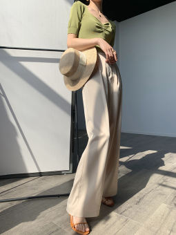 Quần Ống Rộng Cho Nữ Alisa Sonya Topstudio 5 Màu Trơn Quần Ống Đứng Thanh Lịch Cạp Cao Cho Nữ Công Sở