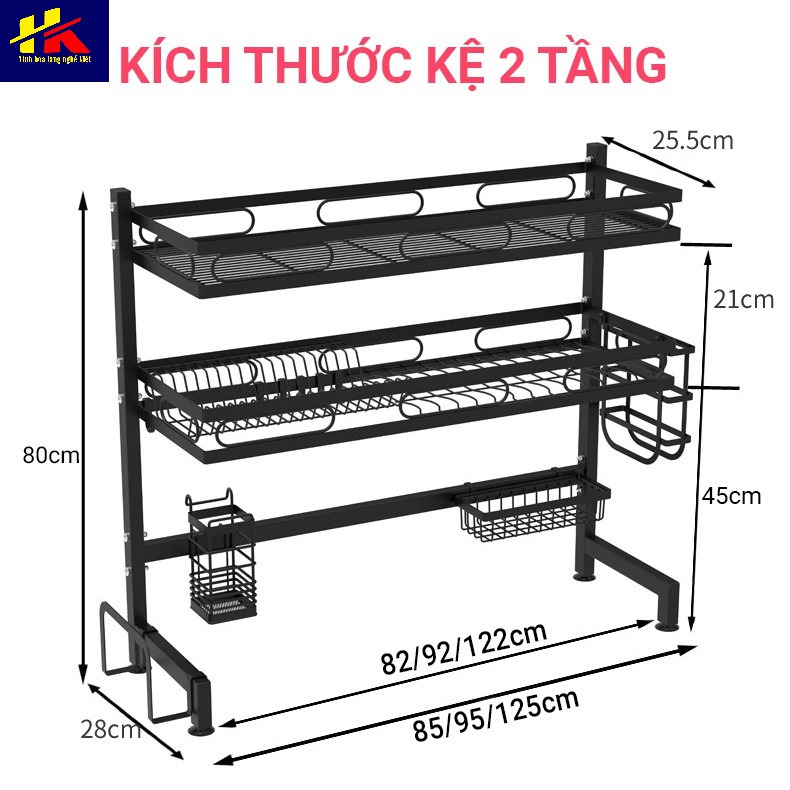 Kệ úp bát thông minh sơn tĩnh điện, Kệ úp chén đa năng trên bồn rửa ráo nước 85cm - Hồng Kỳ Mart