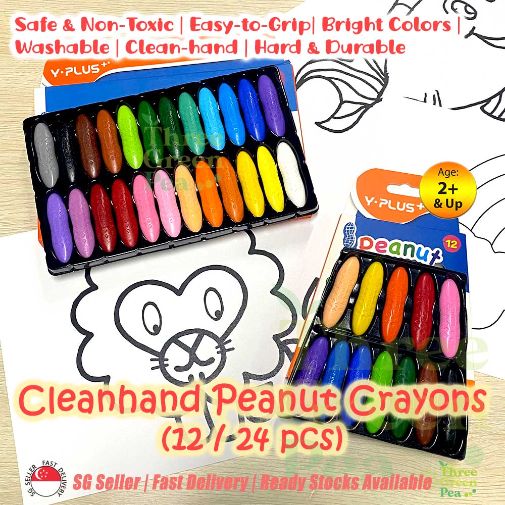 YPLUS Peanut Crayons for Kids, 12 Pastel Colors Washable Toddler Crayons,  Non-Toxic Baby Crayons for ages 2-4, 1-3, 4-8, Coloring Art Supplies
