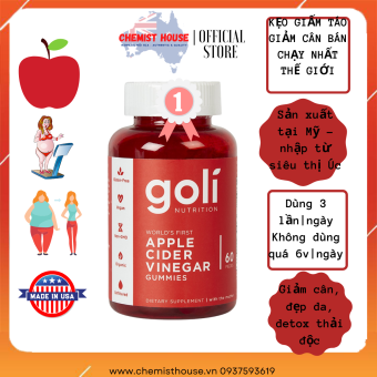 Kẹo dẻo giấm táo Goli giảm cân detox đẹp da - Goli Apple Cider Vinegar Gummies