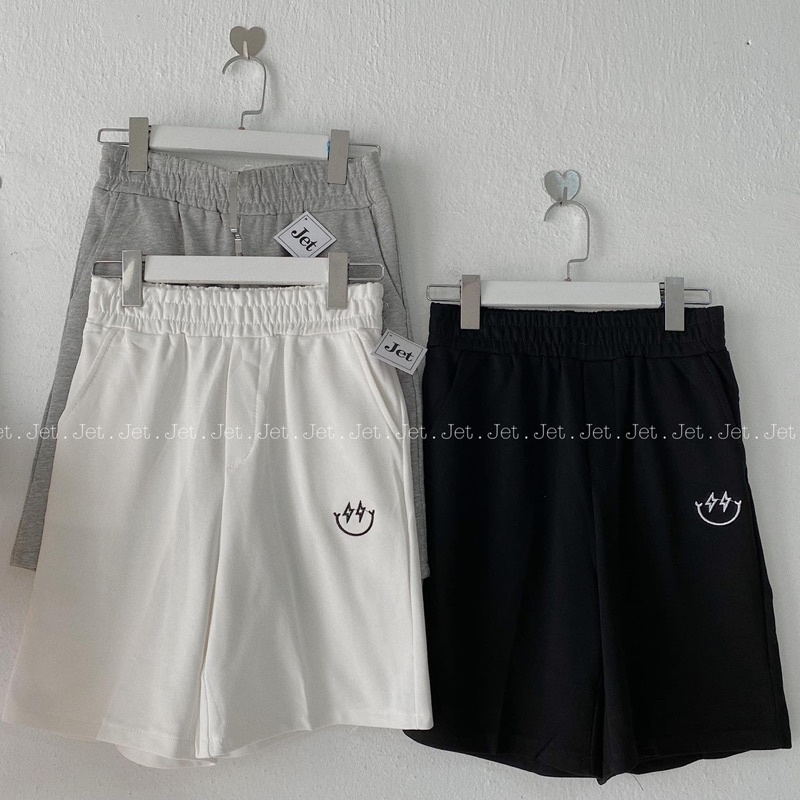 Quần đùi nữ quần short nữ logo mặt cười tia set