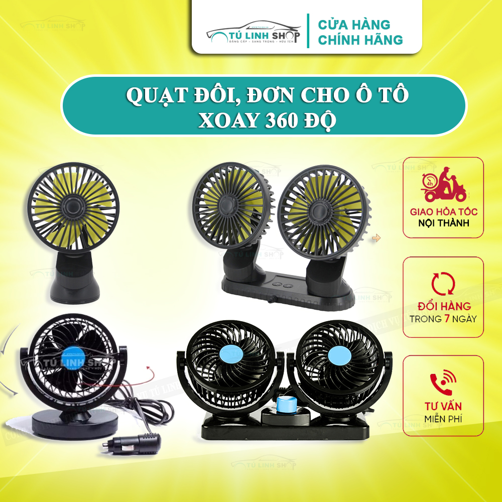 Quạt mini 5V, 12v, 24v xoay 360 tiện ích trên ô tô, xe hơi, bàn làm việc