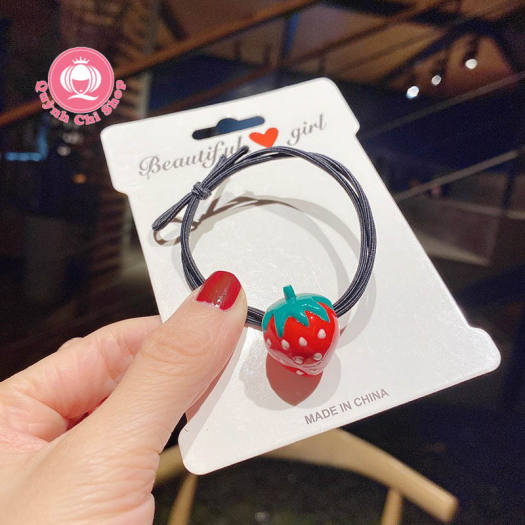 Dây chun buộc tóc quả dâu tây, đồ cột tóc trẻ trung phong cách Hàn Quốc