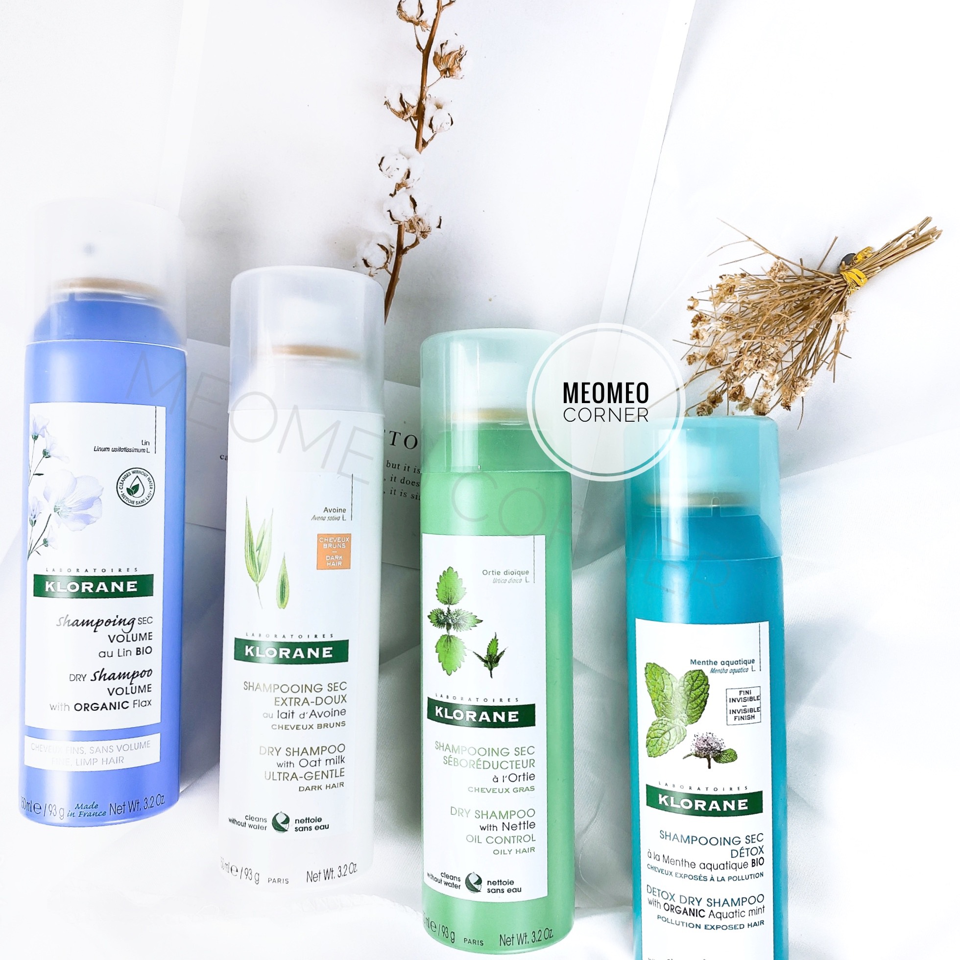 Dầu gội khô Klorane Dry Shampoo Detox Organic cho tóc dầu / tóc mỏng và mọi loại tóc 150ml giúp sạch và mềm tóc Pháp