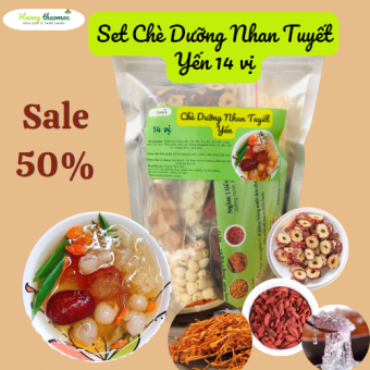Set Chè Dưỡng Nhan 14 vị Hương Thảo Mộc - Nấu 18 - 20 bát Chè - Thanh Nhiệt (Long Nhãn, Táo Đỏ, Kỷ Tử, Tuyến Yến, Nhựa Đào, Nấm Tuyết, Bồ Mễ, Hạt Sen, Đông Trùng Hạ Thảo,..)