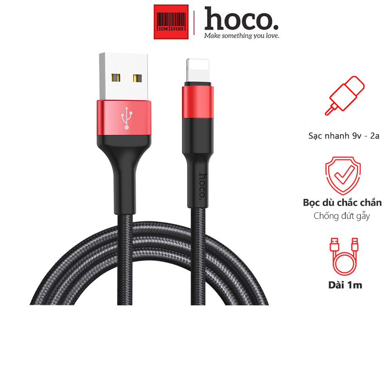 Cáp sạc Hoco X26 Linghting cho IPhone IPad dây dù chống đứt dài 1M -Hàng phân phối chínhs hãng