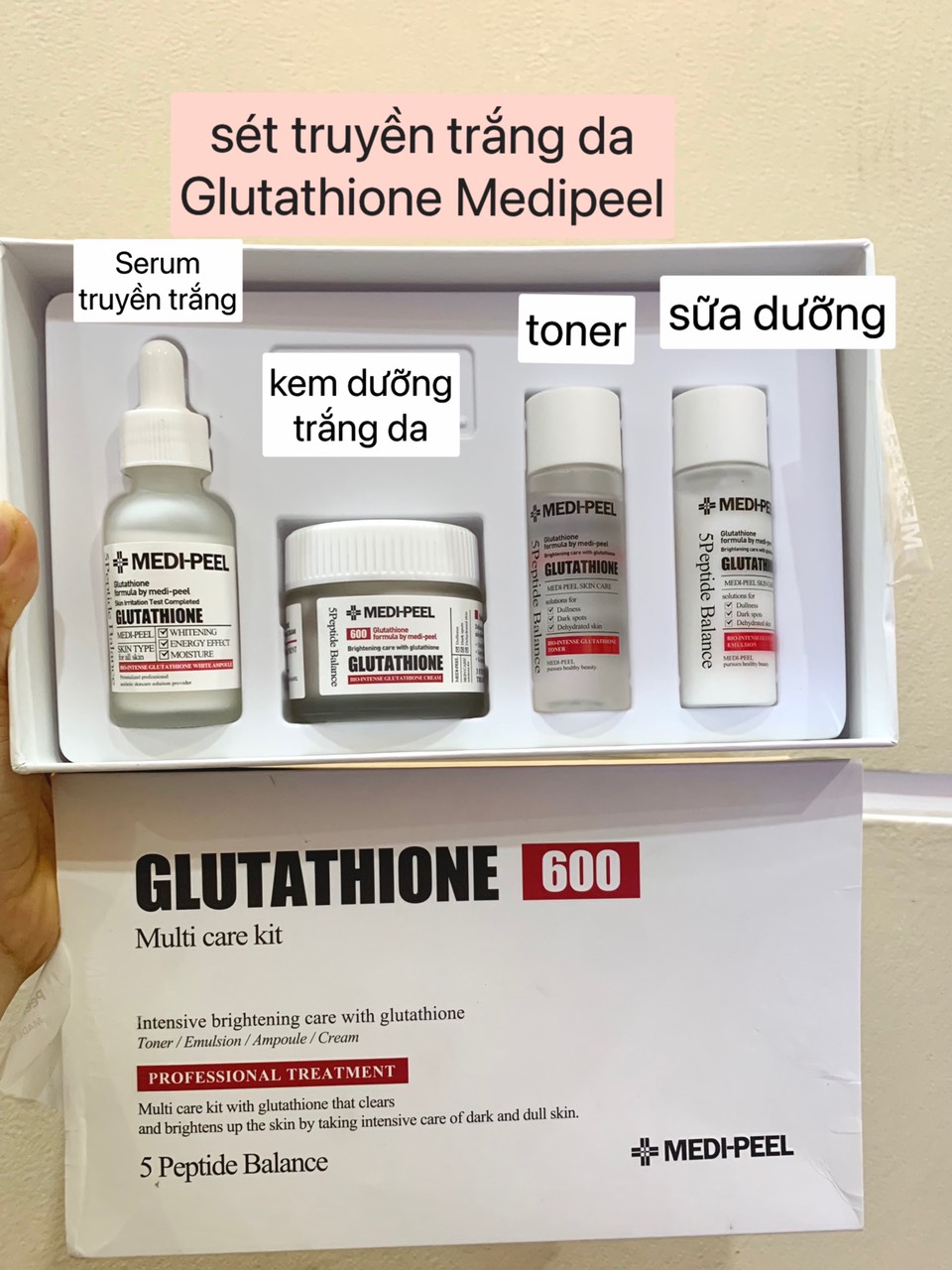 Sét dưỡng trắng medi peel glutathione 600