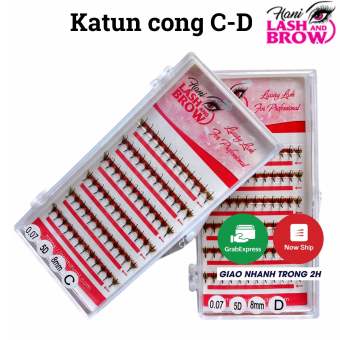 Lông mi Trụ Katun - Mi fan sẵn Wispy 5D 007 độ cong D - nối mi Thiết Kế - Hani Beauty