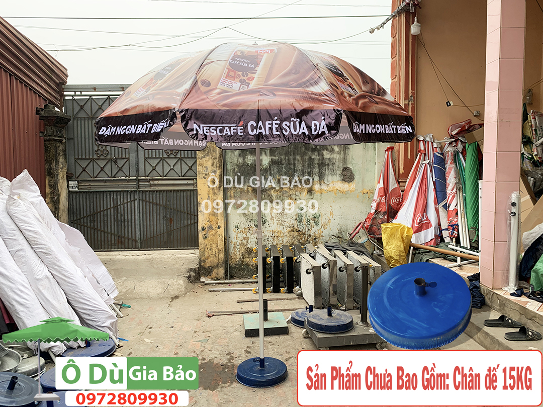 Ô Dù Quảng Cáo Che Nắng Che Mưa Màu Nâu Cafe Siêu đẹp (Chưa bao gồm chân đế 15kg)
