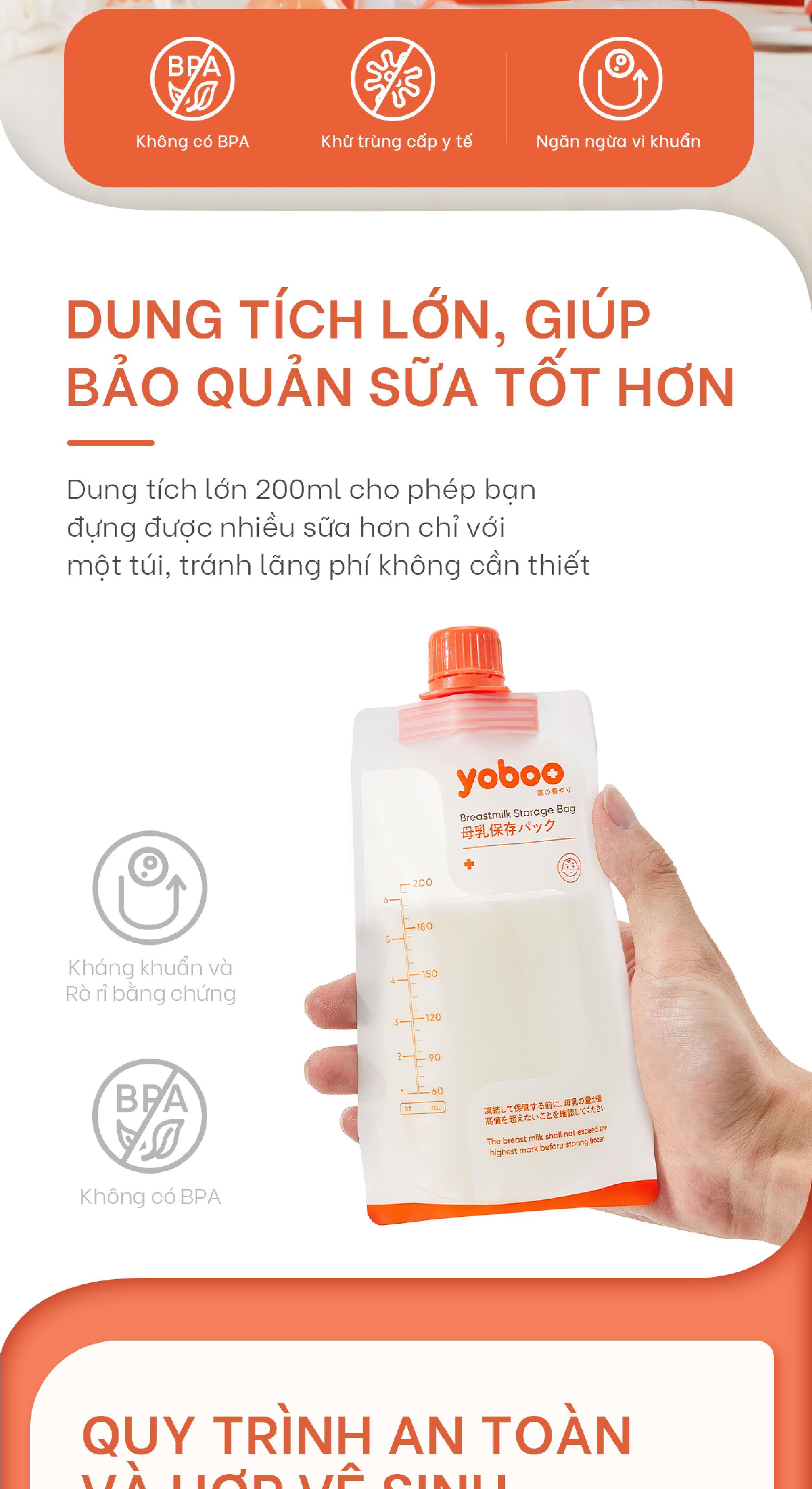 hộp 30 túi trữ sữa mẹ nút vặn yoboo 200ml an toàn không chứa bpa không độc hại chất lượng nhật bản 2