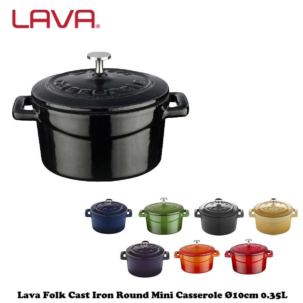 Lava Cast Iron Lava Enameled Cast Iron Dutch Oven 0.35 qt. Round with Trendy Lid Color: Red LV Y TC 10 K2 R