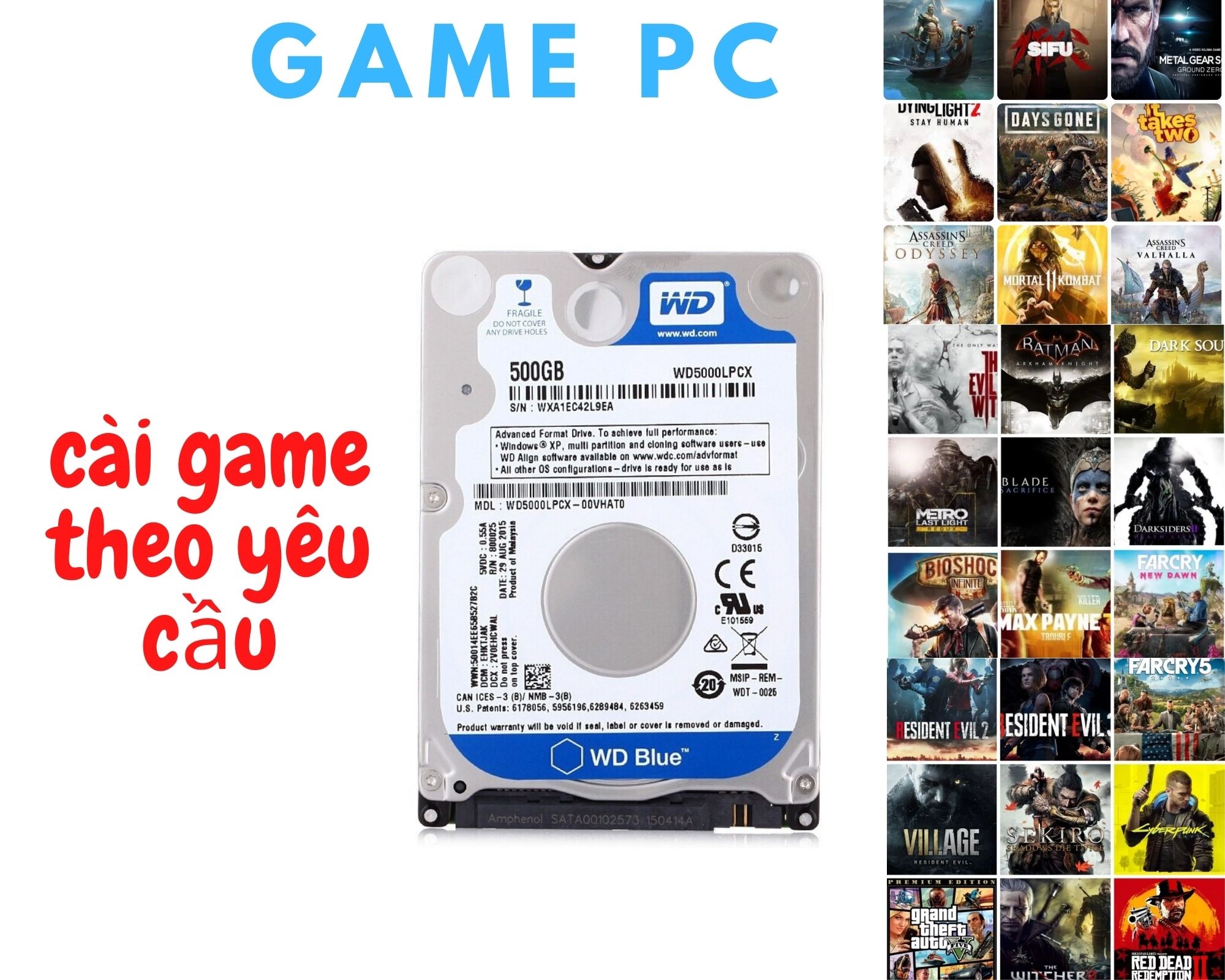 Ổ cứng hdd 320gb chứa full game pc việt hóa, hỗ trợ cài game theo yêu cầu