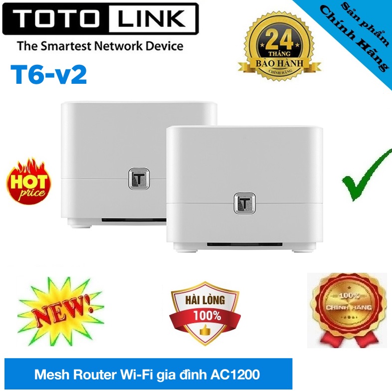 Bộ wifi mesh totolink t6-v2 ac1200 băng tầng kép tốc độ 1200mbps