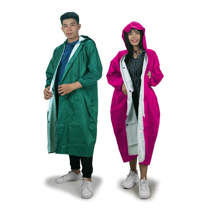 Áo mưa dây kéo vải dù tổ ong, áo mưa không xẻ tà, áo mưa da cá dây kéo, áo đi mưa dây kéo