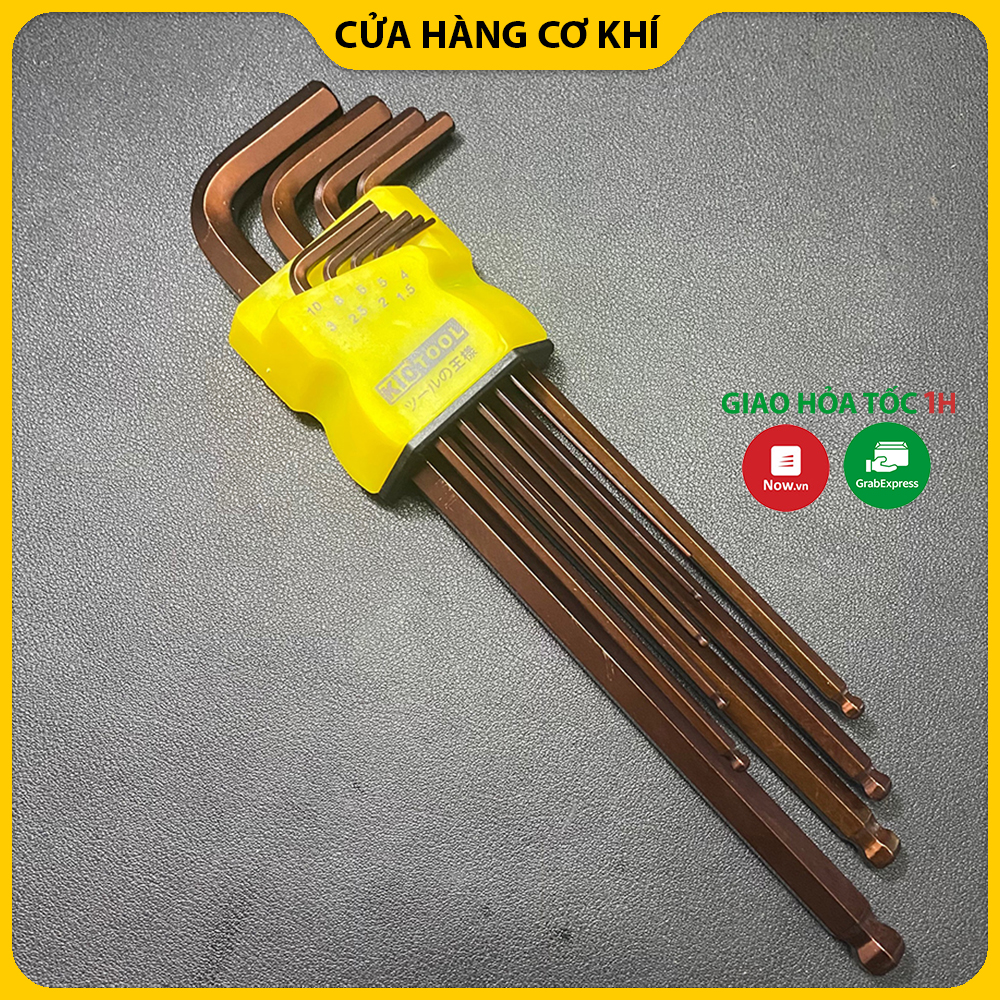 Lục giác Kiotool  9 món cao cấp thép S2 siêu cứng chống trờn