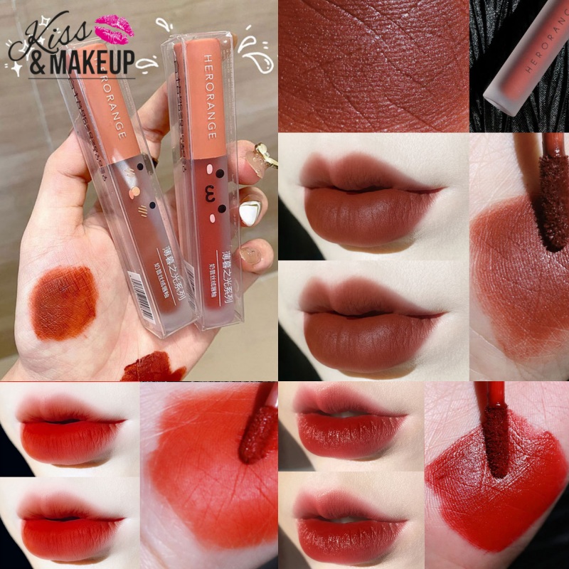 Son kem lì Herorange Vỏ đám mây trong suốt Siêu Xinh Chất Mềm Và Mịn Môi