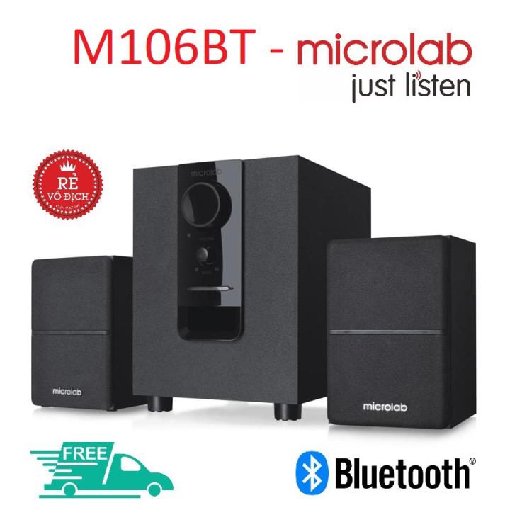 Loa vi tính bluetooth bass mạnh, loa vi tính microlab 106bt hàng chính hãng full box. công suất lớn gồm 1 loa sub và 2 loa vệ tinh, nghe nhạc xem phim siêu đỉnh,mẫu loa hot nhất 2022, bảo hành 1 năm toàn quốc